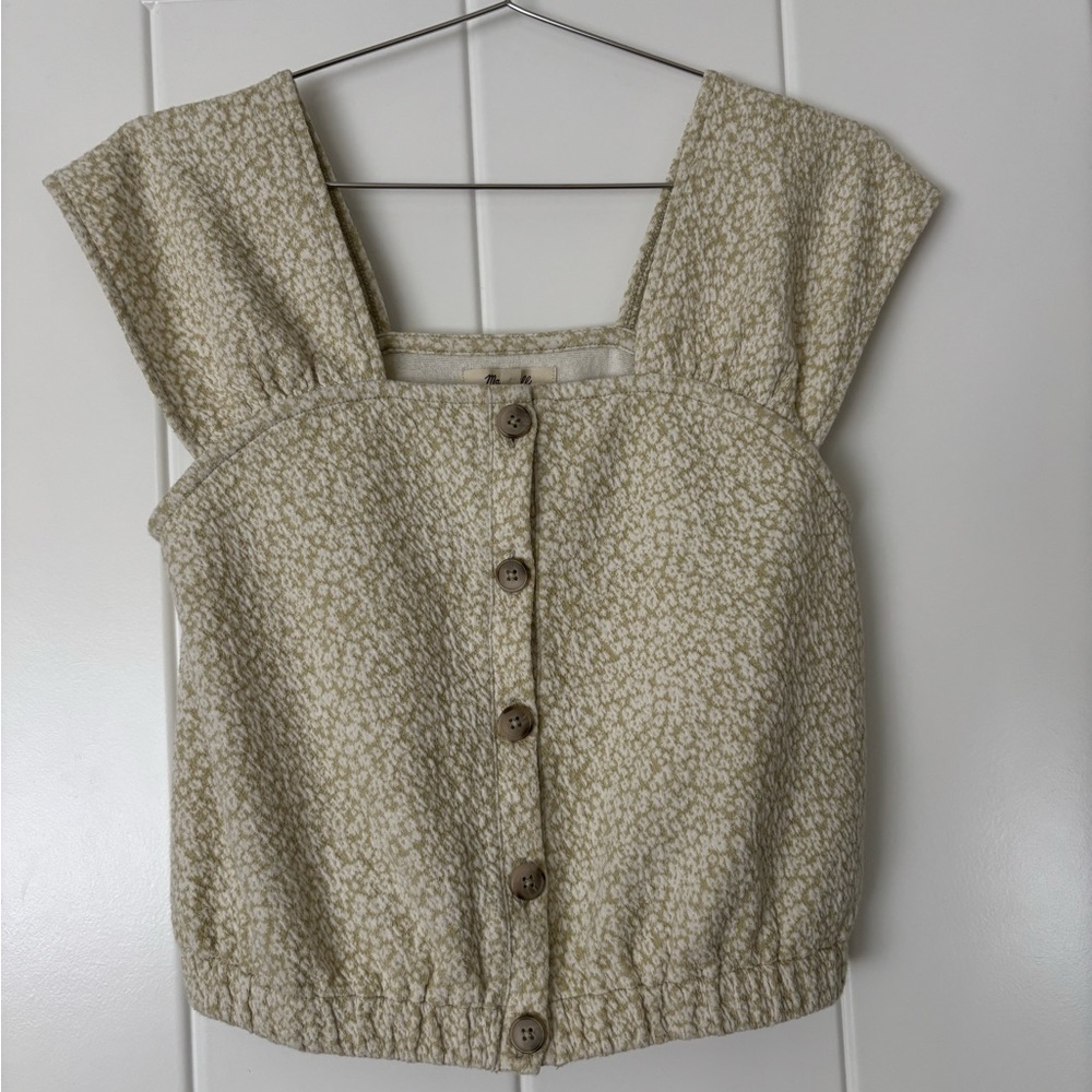 Madewell Floral Jaquard Button Front Top